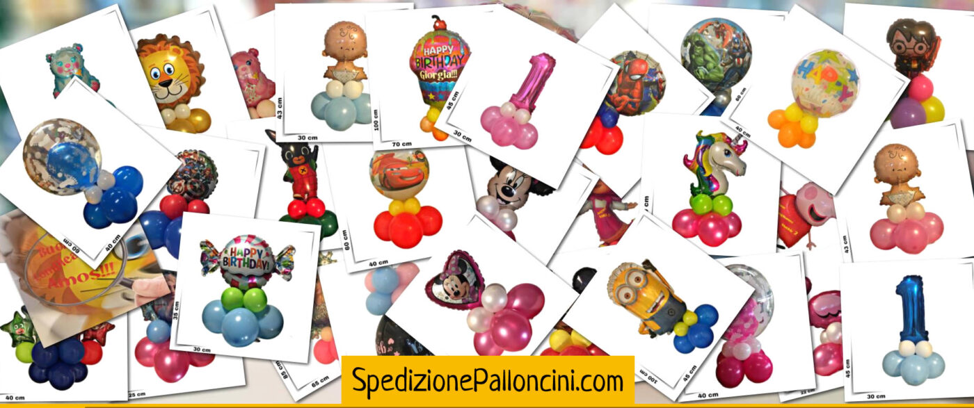 Centrotavola e composizioni di palloncini già gonfiati con spedizione a  domicilio in tutta Italia